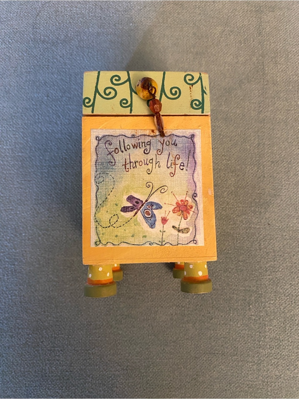 Natural Life Wooden Keepsake Box Friends Are Angels Footed Hinged Trinket Boho